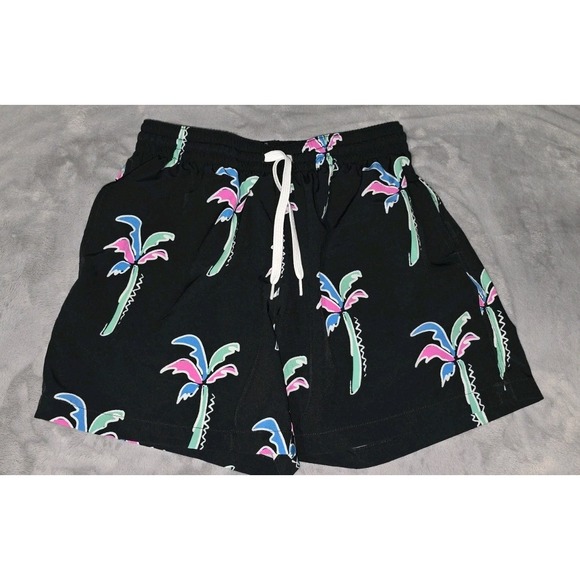 Chubbies Swim Trunks Mens Size Small Black Havana Nights Lined Palm Tree - Picture 3 of 6